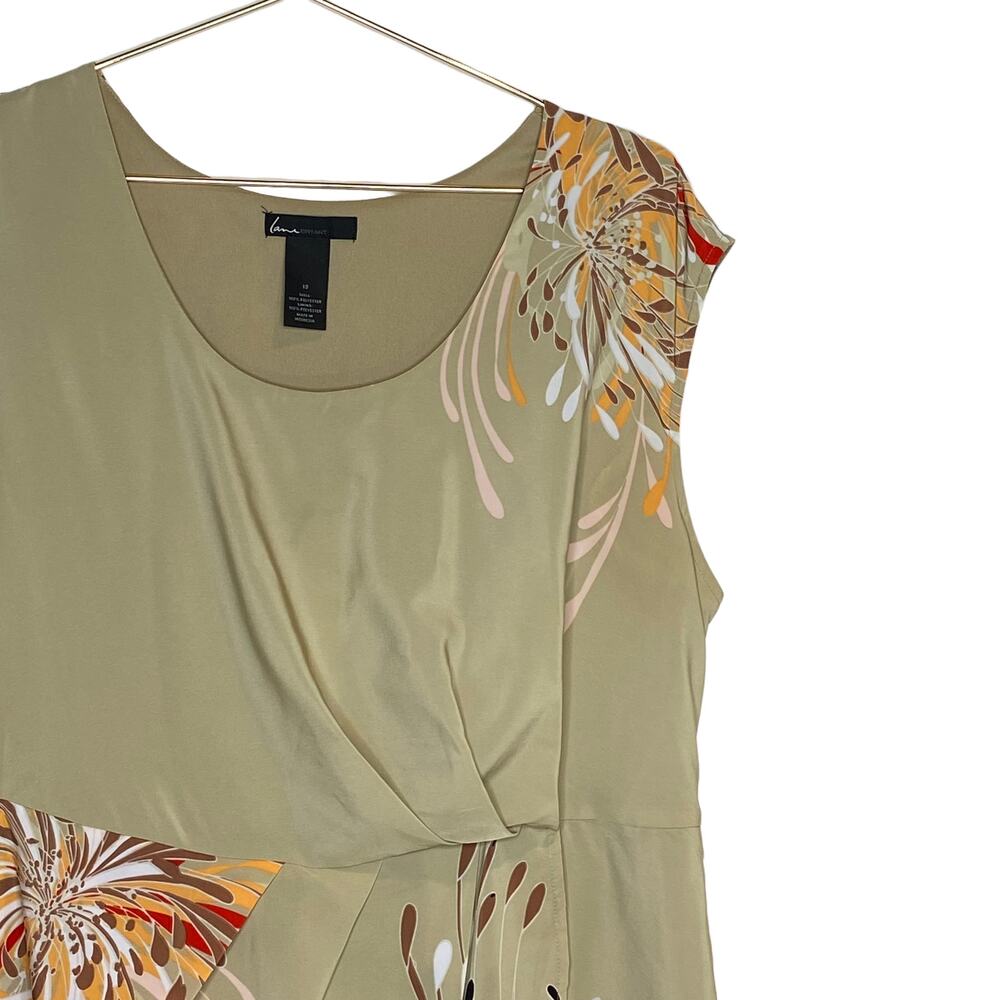 Lane Bryant Womens Size 18 Tan Dress Sleeveless Floral Printed Plus‎ Size - Picture 3 of 8